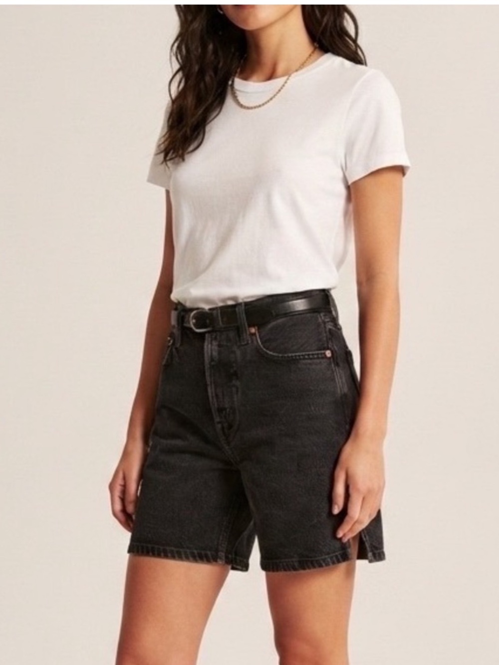 Abercrombie & Fitch Black High-Rise Denim Shorts Curve Love